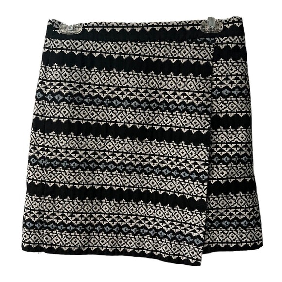 Ann Taylor LOFT skirt Womens Sz 4 mini jacquard faux wrap pencil Aztec Tweed - Picture 1 of 8